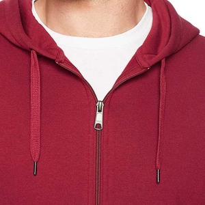 Unisex <b>Red</b> Zip-Up <b>Hoodie</b> 100% Cotton French Terry Casual Hooded Sweatshirt Regular Fit Solid Color Autumn Wear Low MOQ OEM/ODM - Product Image 5