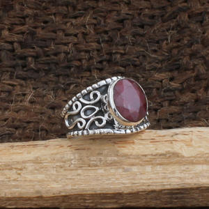Anillo de Rubí Natural al por Mayor, Plata de Ley 925, Anillo Vintage con Gema Roja Color Sangre de Pichón para Mujer, Precio de Fábrica de Joyería Fina - Product Image 2