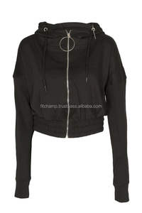 Sudadera corta de algodón para mujer, para niña Sudadera con capucha, logotipo personalizado, sudaderas con capucha para mujer, sudadera recortada con cremallera para mujer a la moda - Product Image 3