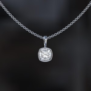 Octagon Cut Moissanite Geometric 14K <b>Gold</b> Certified <b>Pendant</b> Necklace Jewelry Gift Unisex - Product Image 4