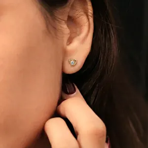 Round Diamond <b>Earrings</b> With Open Heart Shape Premium Stud <b>Earrings</b> 14K Lab Grown Stud Diamond <b>Earrings</b> Screw <b>Back</b> Stud <b>Earrings</b> - Product Image 4