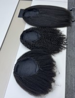 Vente flash Cheveux vierges bruts Haute densité Ligne de cheveux invisible 4C Afro Kinky Coily Bouclés Birmanes Perruque demi-tête sans colle 3 en 1