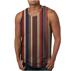 Débardeur Homme Nouvelle Qualité Rayé Imprimé 3D – Idéal pour l'Été, Tenue Décontractée Quotidienne, Vacances, Gilet Ample et Confortable - Product Image 1