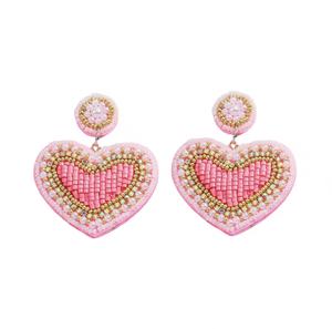 Pendientes clásicos unisex de cuentas de semillas hechos a mano, diseño de sombrero multicolor, novedades, color rosa, para profesores, boda - Product Image 5