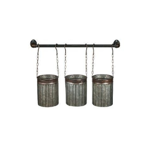 Jardinière suspendue en métal galvanisé style ferme, très vendue, avec support mural et chaîne pour la décoration intérieure et extérieure du jardin - Product Image 2