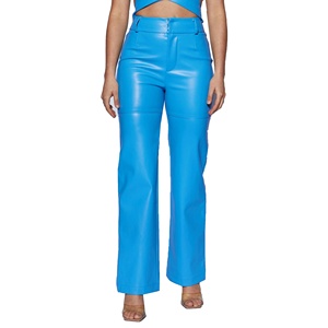 Pantalones de Cuero Sintético PU Impermeables para Mujer, Precio al por Mayor, Estilo Nuevo, Color Sólido, Cintura Alta, para Invierno - Product Image 1