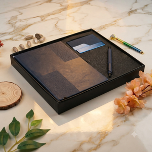 Ensemble cadeau de carnet de notes élégant Aurelux Premium en cuir PU bleu, avec porte-cartes et stylo, 192 pages, carnet professionnel pour entreprise - Product Image 4