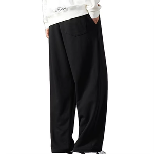 Pantalon de survêtement en molleton noir pour homme, taille mi-haute, élastique, respirant, en coton tricoté, décontracté, avec poches latérales, idéal pour l'été - Product Image 2