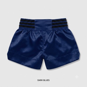 Shorts de boxe bleu foncé unisexe, coupe régulière, en polyester extensible léger, pour Muay Thai, avec tissu anti-humidité 2026 - Product Image 1