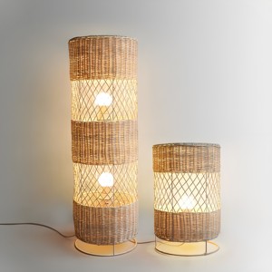 Rattan floor lamp for living room decor cheap price wholesale natural fiber <b>standing</b> light lamps - Product Image 6