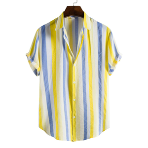 Chemise hawaïenne vintage à manches courtes boutonnée en coton imprimé floral pour homme – Idéale pour l'été et les vacances - Product Image 1