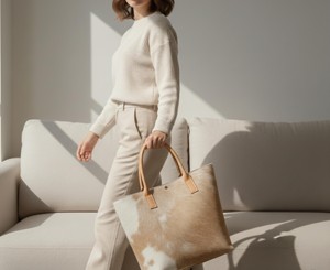 Bolso Tote de Cuero Vacuno de Primera Calidad, Color Sólido, con Cierre y Bordado, Bolso de Hombro de Moda para Mujer, Bolso de Compras de Gran Capacidad - Product Image 4