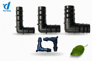Raccord coudé Viet Drip 20 mm en PE, raccord cannelé certifié ISO pour l'irrigation agricole, norme écologique - Product Image 1