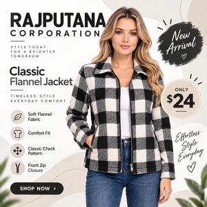 Chaqueta de Franela a Cuadros para Mujer, con Cierre y Cuello Vuelto, Chaqueta de Moda para Dama, Chaqueta de Franela con Cierre y Ajuste Cómodo para Invierno - Product Image 1