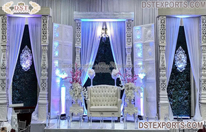 White Moroccan Theme Wedding Stage Decor Asian Wedding Stage Moroccan Theme Setup Canadian White Theme Wedding Stage Setup - Product Image 4