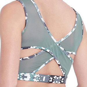 FITME SPORTS Women's Solid/Plaid Print Breathable Racerback Sports Bra Sheer <b>Layer</b> Medium Support Spandex/Nylon Yoga Workout <b>Top</b> - Product Image 4