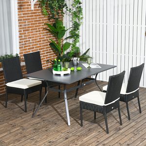 Sedie da Pranzo da Esterno in Rattan Bianco Crema con Comodi Cuscini per Uso in Patio - Product Image 2