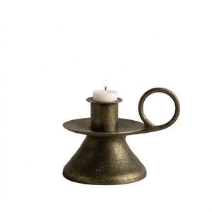 Bronze Antique <b>Hammered</b> Finish Aluminium Metal Taper Candle <b>Holder</b> with handle For House Warming Wedding Floral Arrangements - Product Image 1