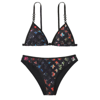 Ensemble de bikini personnalisé de haute qualité pour femmes, couleur unie, imprimé sur le devant, taille plus, réversible, avec soutien-gorge à bretelles en V ajustables et cordon de serrage