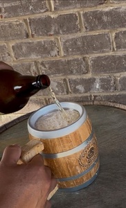 Handcrafted White Oak Whiskey Barrel <b>Mug</b> <b>Thermal</b> Aluminum Insert Personalized Handmade Polished Wooden Viking Drinking Horn <b>Mug</b> - Product Image 2