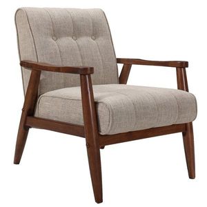 Sillón Minimalista de Madera de Teca Maciza con Líneas Limpias y Asiento Acolchado Suave para Espacios Modernos - Product Image 1