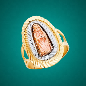 Anillo clásico Chapado en tres tonos para madre María, accesorios de moda para mujeres y hombres, uso diario, aleación de tema religioso cristiano - Product Image 4