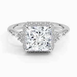 Bague BOJ 056 en argent 925, coupe princesse, avec halo de diamants Nadia, 2 carats, couleur D, VVS1, moissanite certifiée GRA, prix bas, bague de mariage - Product Image 1