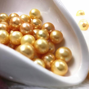 Perlas de Agua Dulce de Tono Dorado de 9-11 mm, Microimpecables, con Luz Intensa, No se Destiñen, Circulares, para Hacer Aretes y Arreglos Florales - Product Image 4