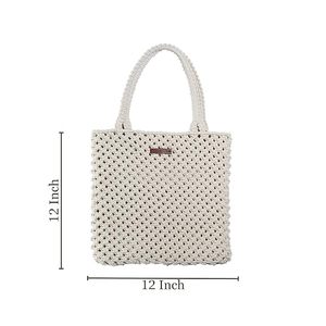 Bolso de hombro de macramé grande hecho a mano para mujer, estético, de lona, para compras, lindo, para uso diario - Product Image 2