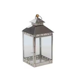 Lantern <b>Tall</b> Brass Antique Metal Frame Clear Glass Candle Holder Home Hotel Lighting Decoration Wedding <b>Table</b> Decor Lantern - Product Image 5