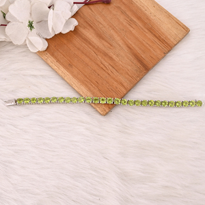 Premium Natural Green Peridot Bracelet in 925 Sterling Silver Handmade Luxury Jewelry Women & <b>Men</b> - Product Image 3