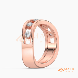 Rose Gold Plated Lab Grown Diamond <b>Open</b> Band <b>Ring</b> for Women Bezel Set Round Stackable Wedding Band Minimal USA Style - Product Image 6