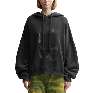 Sweat-shirt à capuche oversize pour femme, automne, grande taille, en coton tricoté, épaules tombantes, logo imprimé sur le devant, longueur standard pour adulte - Product Image 1