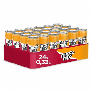 Refresco de Cola y Naranja Clásico Mezzo Mix de Calidad Premium, Caja de 24 Latas de 0.33L, Paquete para Fiestas, Precio Bajo, Nuevo Modelo - Product Image 1