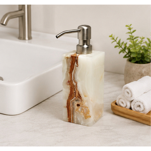 Luxury Handcrafted Natural White Agate Soap Dispenser Marble Liquid Lotion <b>Pump</b> for Hotel & Modern Bathroom Decor Accessories - Product Image 6