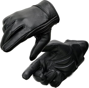 Samroz Sports Men's black Perforated Leather Full Finger Motorcycle Hand <b>Gloves</b> W/Breathable ‘Open Knuckle - Product Image 4