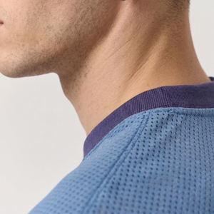 Maillots de sport pour hommes de haute qualité, bleu marine, en maille, col en V, manches courtes, séchage rapide, t-shirts en maille - Product Image 5
