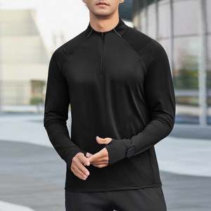 เสื้อยืดคอมเพรสชั่นผู้ชาย ทรงเข้ารูป แขนยาว คอกลม แห้งเร็ว เป็นมิตรกับสิ่งแวดล้อม ผลิตจากผ้าสแปนเด็กซ์/โพลีเอสเตอร์ มีรูสำหรับนิ้วโป้ง เหมาะสำหรับออกกำลังกาย - Product Image 2