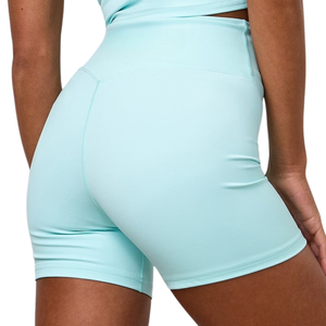 Shorts Deportivos de Cintura Alta Color Azul Claro para Mujer, Ropa Deportiva Elástica para Gimnasio, Entrenamiento, Ejercicio y Deportes - Product Image 2