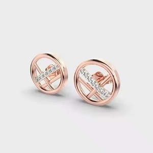 Women's Hoop Earrings in 10k Yellow, <b>Rose</b>, White Gold Moissanite Round Cut Diamond Trendy Jewelry IGI Certified Silver Plated - Product Image 2