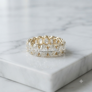 Luxury 10K Solid Gold Full Eternity Minimalist Wedding <b>Rings</b> Sparkle Oval Cut Moissanite <b>Diamond</b> Designer Engagement Party Band - Product Image 3