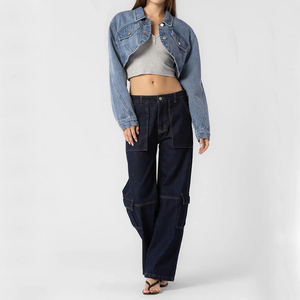 High premium High Quality Wholesale Clothing Manufacturer Crop <b>Denim</b> <b>Jacket</b> For Women New Fashion Women <b>Cropped</b> Jean <b>Jackets</b> - Product Image 3