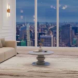 Tavolino Moderno Effetto Ciottoli 76x53x38 cm Grigio Lucido - Product Image 1