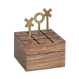 Handcrafted wooden tic tac toe <b>game</b> <b>board</b> with gold metal pieces classic tabletop <b>game</b> decorative home decor coffee <b>table</b> accent - Product Image 1