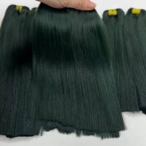 Precio al por mayor 100% Raw Virgin Vietnamita Humano Peluca Trama Hueso Recto Color verde oscuro Super Doble Extensiones de cabello dibujado - Product Image 3