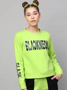 เสื้อสเวตเชิ้ตคอกลมสีเขียวนีออนสำหรับผู้หญิงพร้อมพิมพ์ลายตัวอักษรแขนยาวลำลองระบายอากาศได้ดีสำหรับฤดูใบไม้ร่วง - Product Image 2