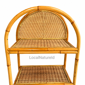 Estantería de Ratán de 4 Niveles, Estante de Bambú Tejido, Estante de Almacenamiento Arqueado para Decoración del Hogar, Sala de Estar - Product Image 4