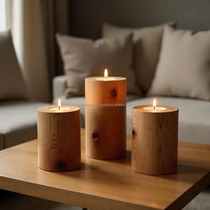 Portavelas de Madera de Acacia Hecho a Mano |   Diseño Moderno y Minimalista |   Decoración del Hogar y Regalos Premium para Bodas - Product Image 4