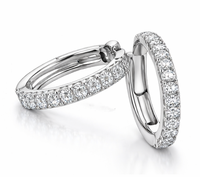 Boucles d'oreilles créoles classiques en zircon pavé, en argent sterling 925 plaqué rhodium, certifiées, bijoux fins pour femmes, pour fêtes et occasions spéciales