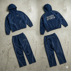 Rexfit New Arrives <b>Tracksuits</b> 2026 Oversized Blue and <b>White</b> 2-Piece Sportwear Custom Plus Size Nylon Windbreaker <b>Tracksuit</b> - Product Image 4